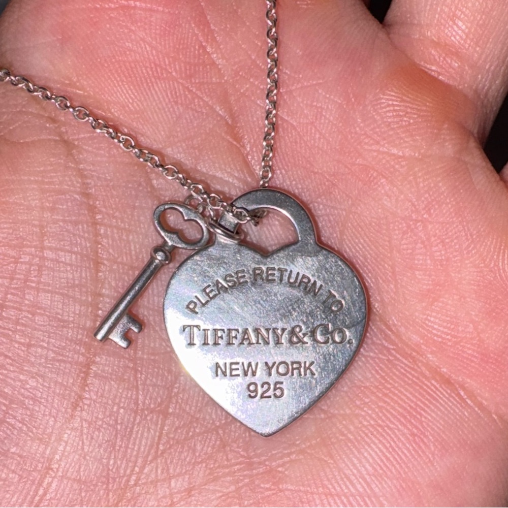 Tiffany & Co. Silver Heart and Key Necklace